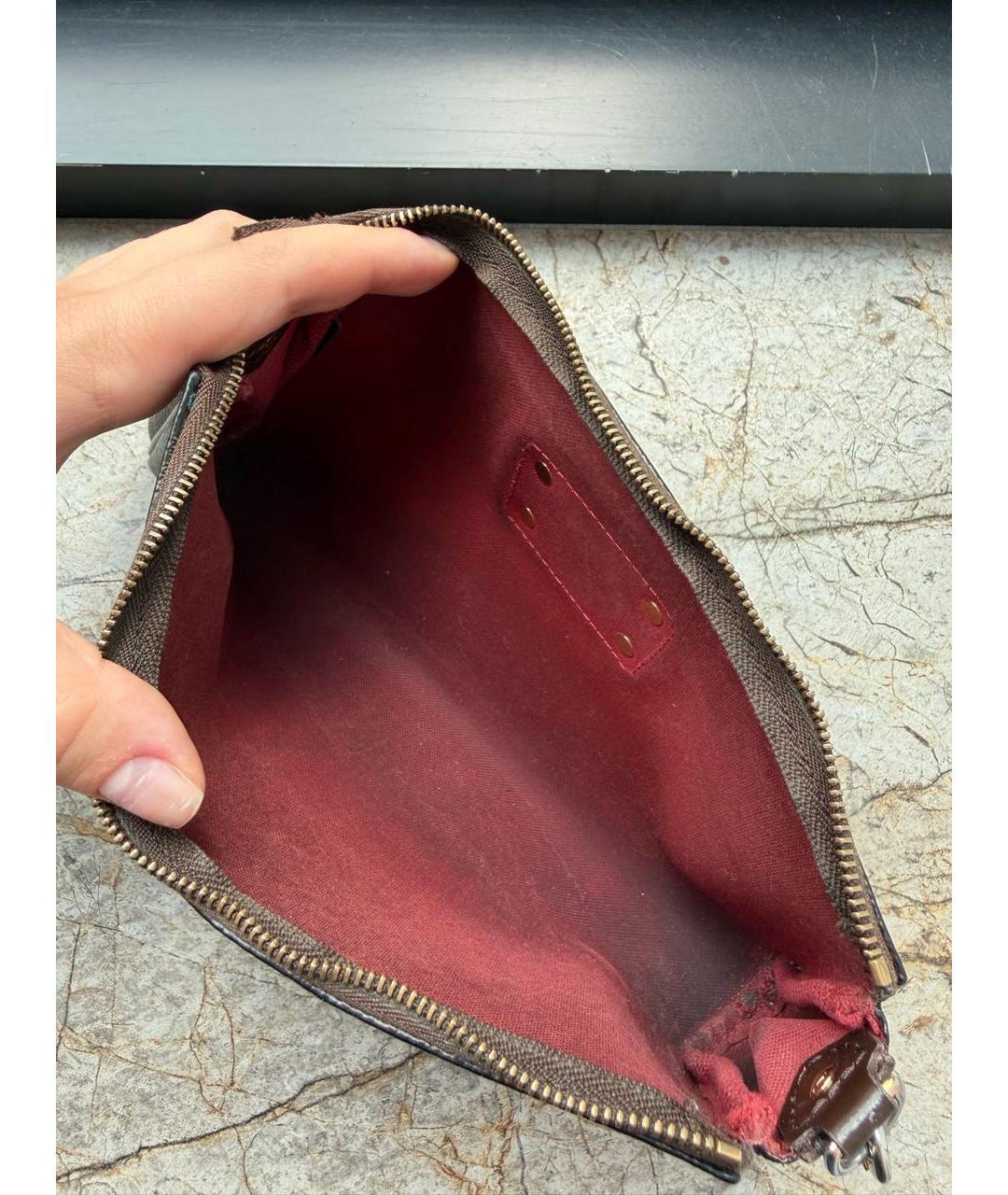LOUIS VUITTON Коричневая кожаная сумка через плечо, фото 3