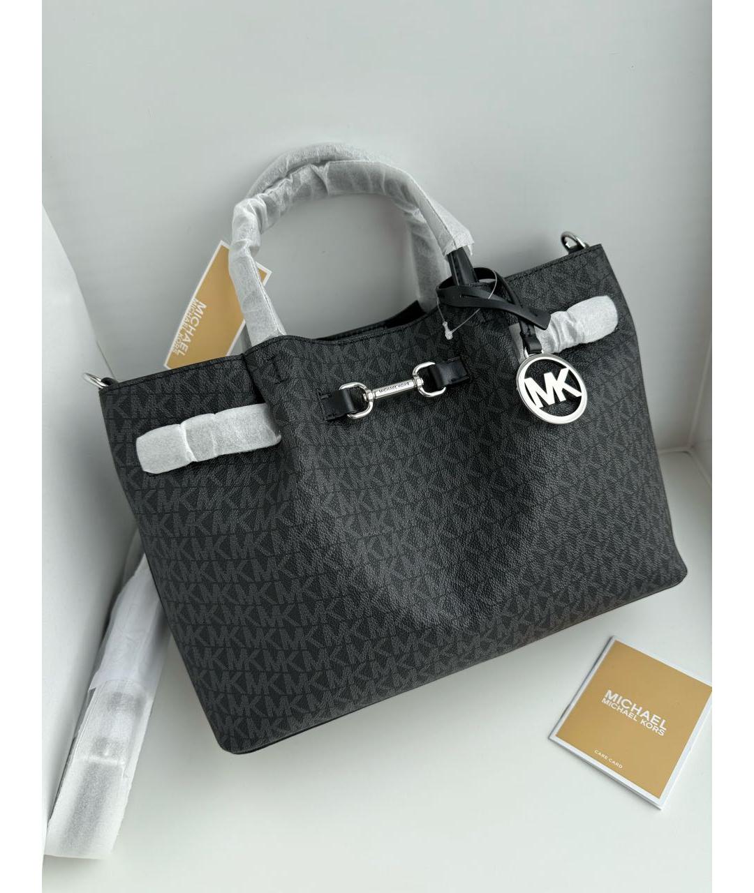MICHAEL KORS Черная сумка с короткими ручками из канвы, фото 2