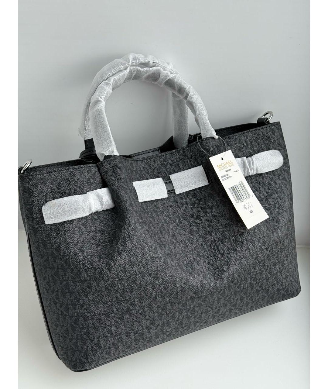 MICHAEL KORS Черная сумка с короткими ручками из канвы, фото 3