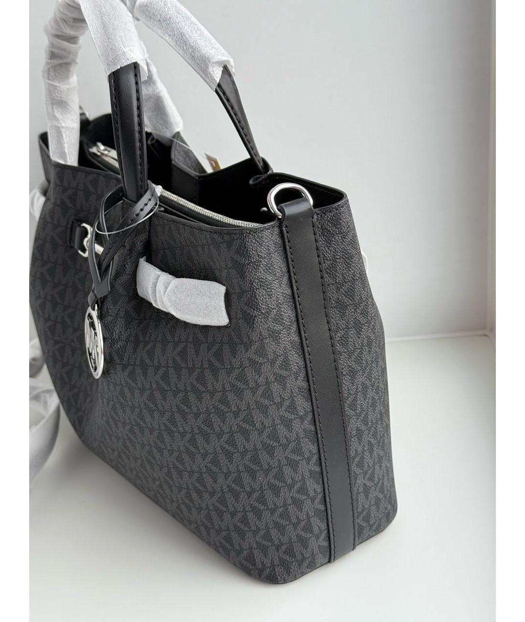 MICHAEL KORS Черная сумка с короткими ручками из канвы, фото 6