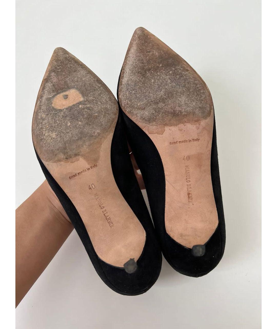 MANOLO BLAHNIK Черные замшевые туфли, фото 5