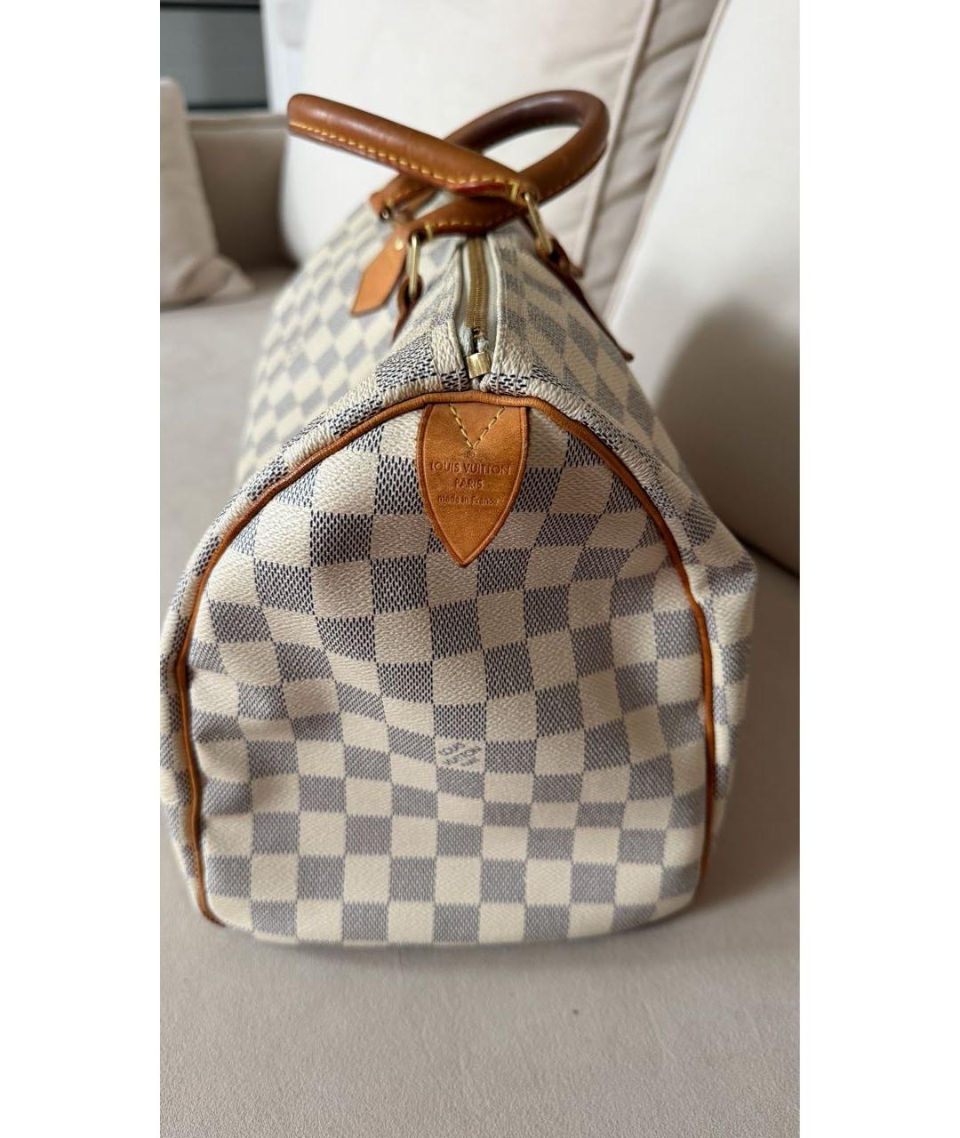 LOUIS VUITTON Белая сумка с короткими ручками из канвы, фото 3