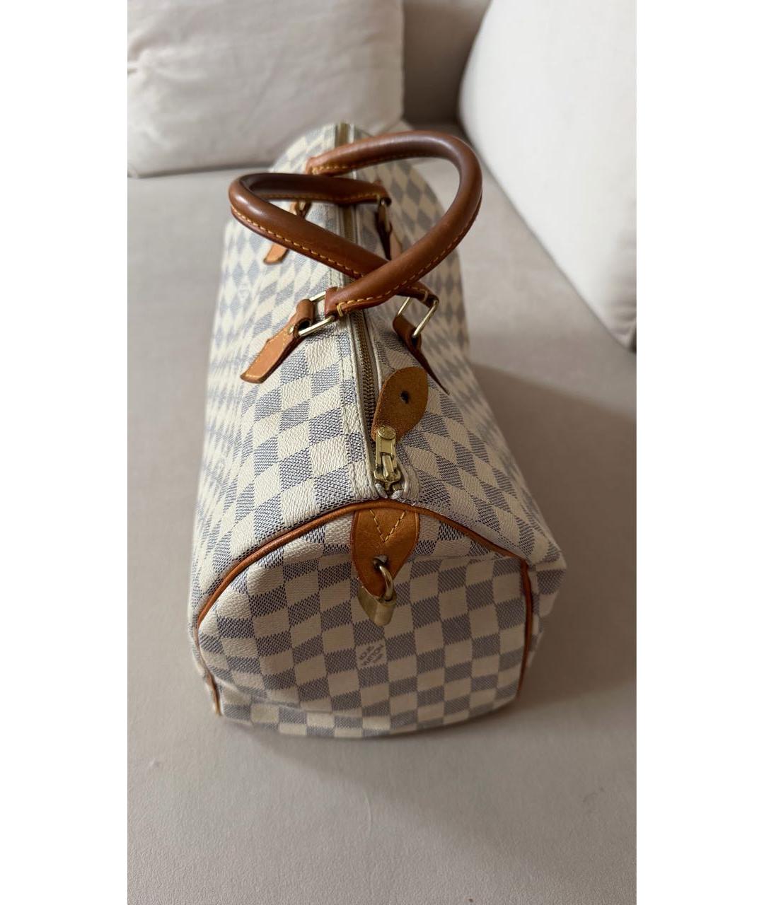 LOUIS VUITTON Белая сумка с короткими ручками из канвы, фото 2