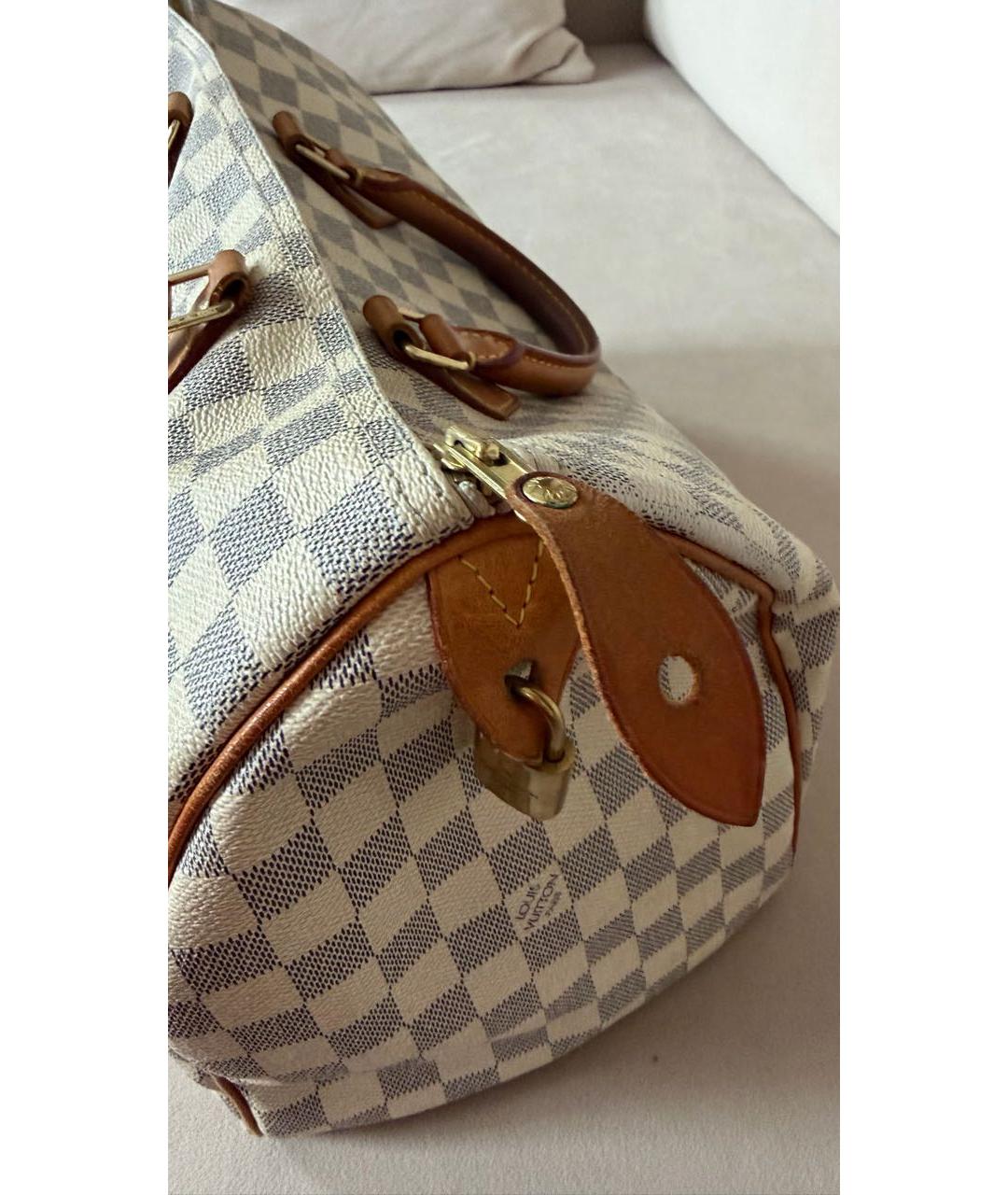 LOUIS VUITTON Белая сумка с короткими ручками из канвы, фото 5
