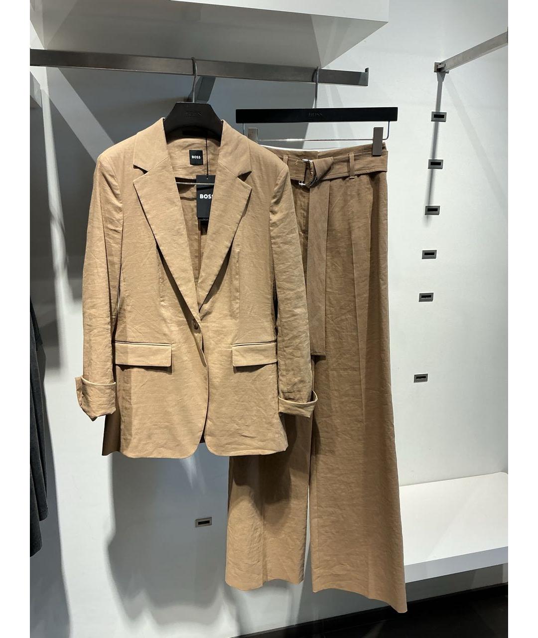 HUGO BOSS Коричневый льняной костюм с брюками, фото 3