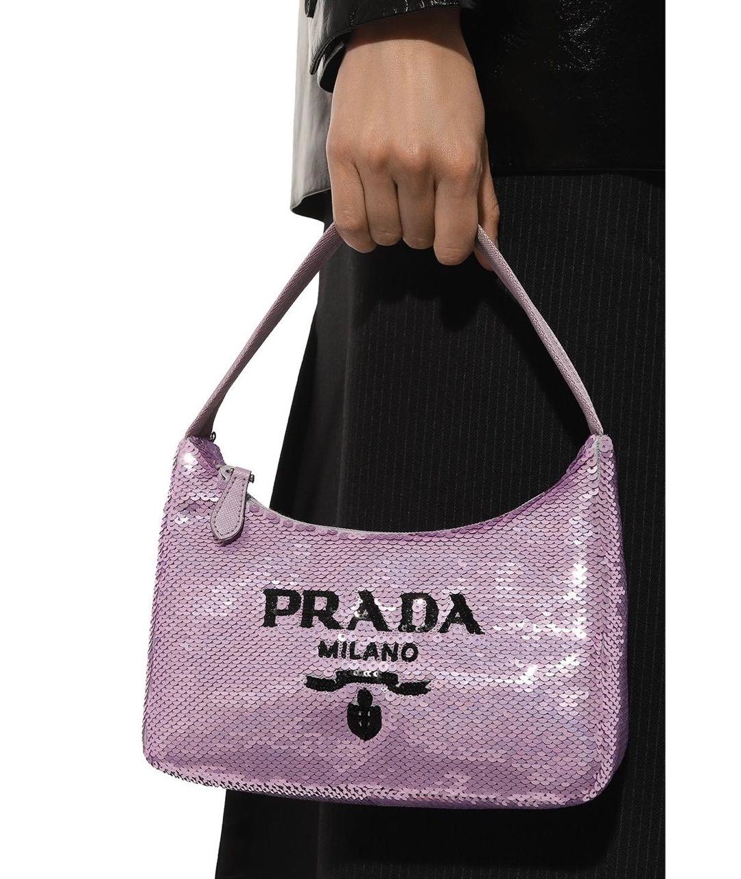 PRADA Фиолетовая нейлоновая сумка с короткими ручками, фото 2