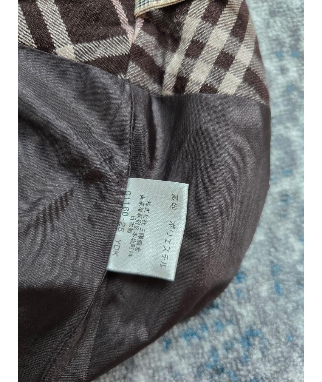 BURBERRY Коричневая шерстяная юбка мини, фото 6