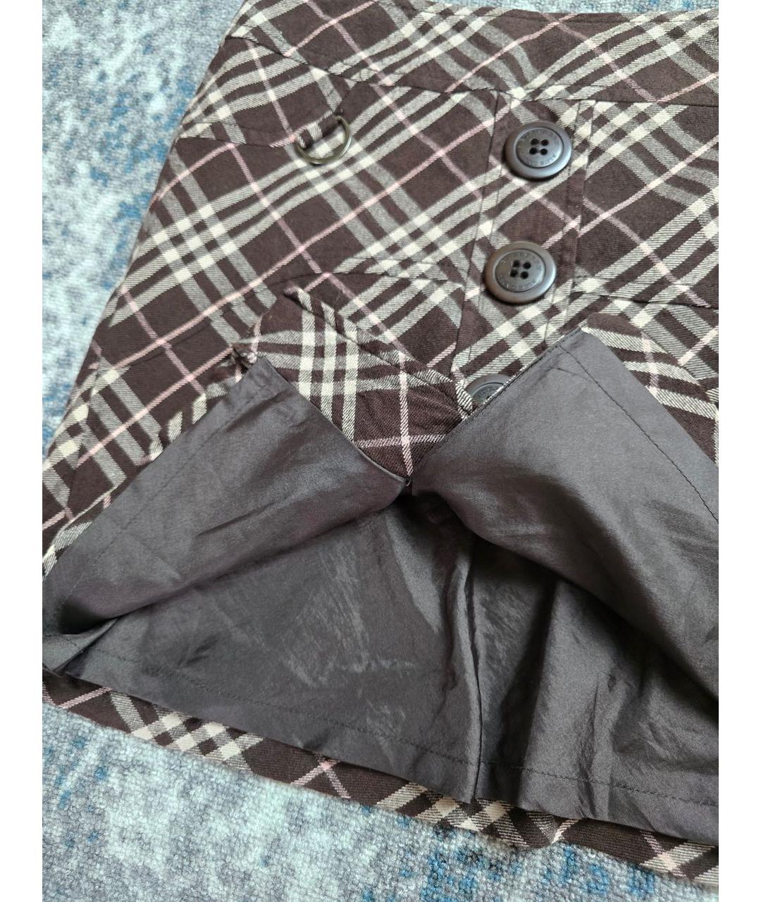 BURBERRY Коричневая шерстяная юбка мини, фото 3