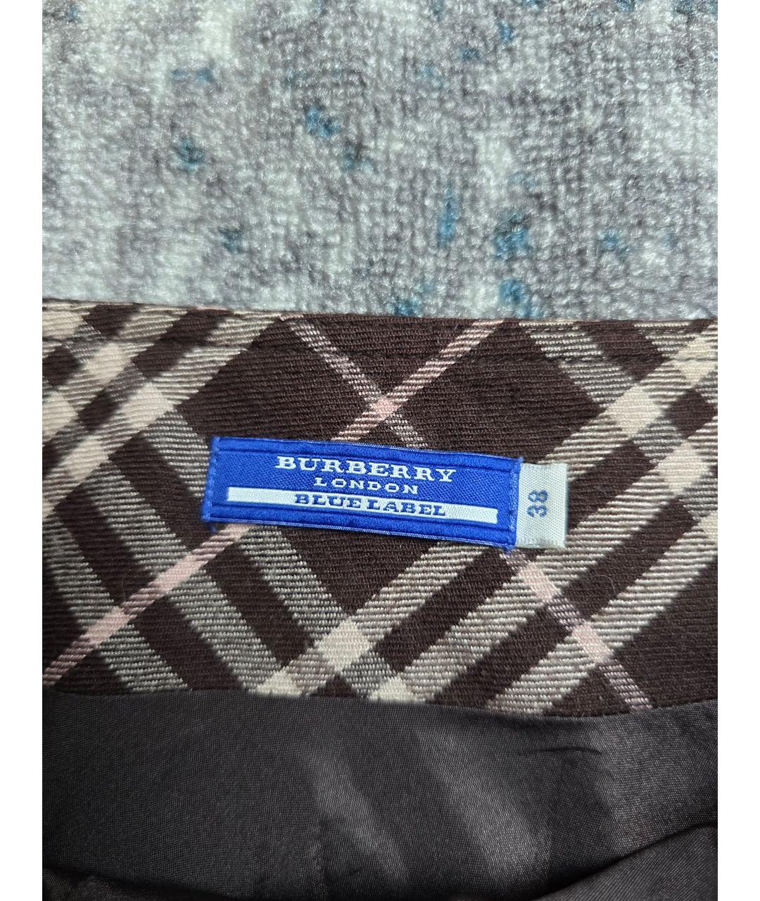 BURBERRY Коричневая шерстяная юбка мини, фото 5