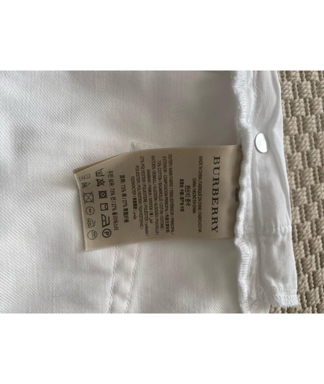 BURBERRY Белые хлопко-эластановые шорты, фото 3
