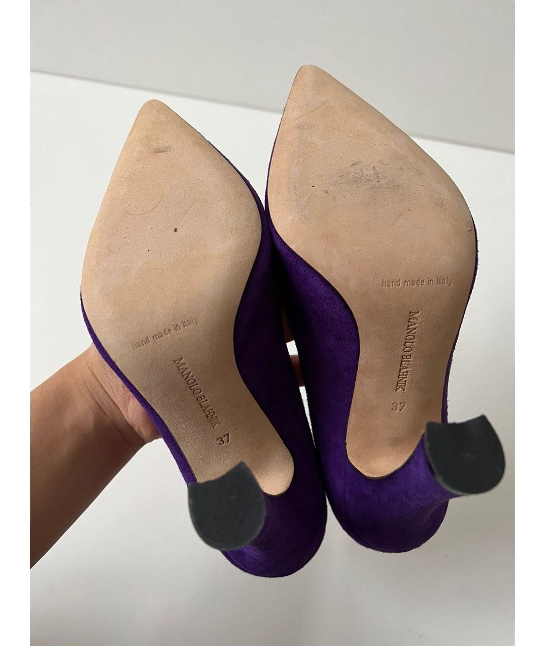 MANOLO BLAHNIK Фиолетовые замшевые туфли, фото 6