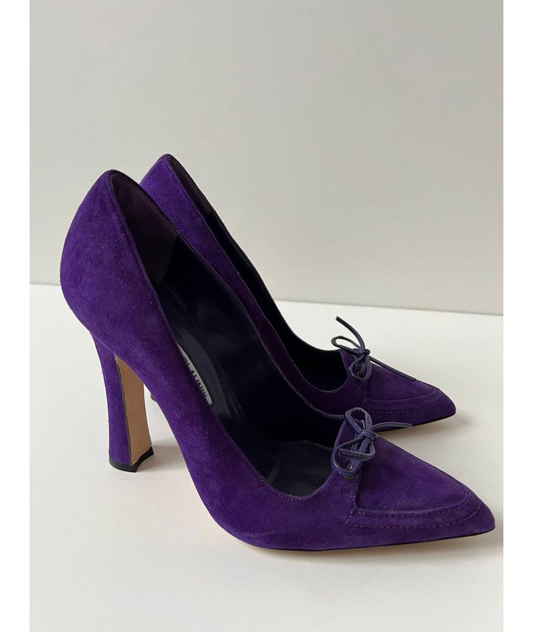 MANOLO BLAHNIK Фиолетовые замшевые туфли, фото 8