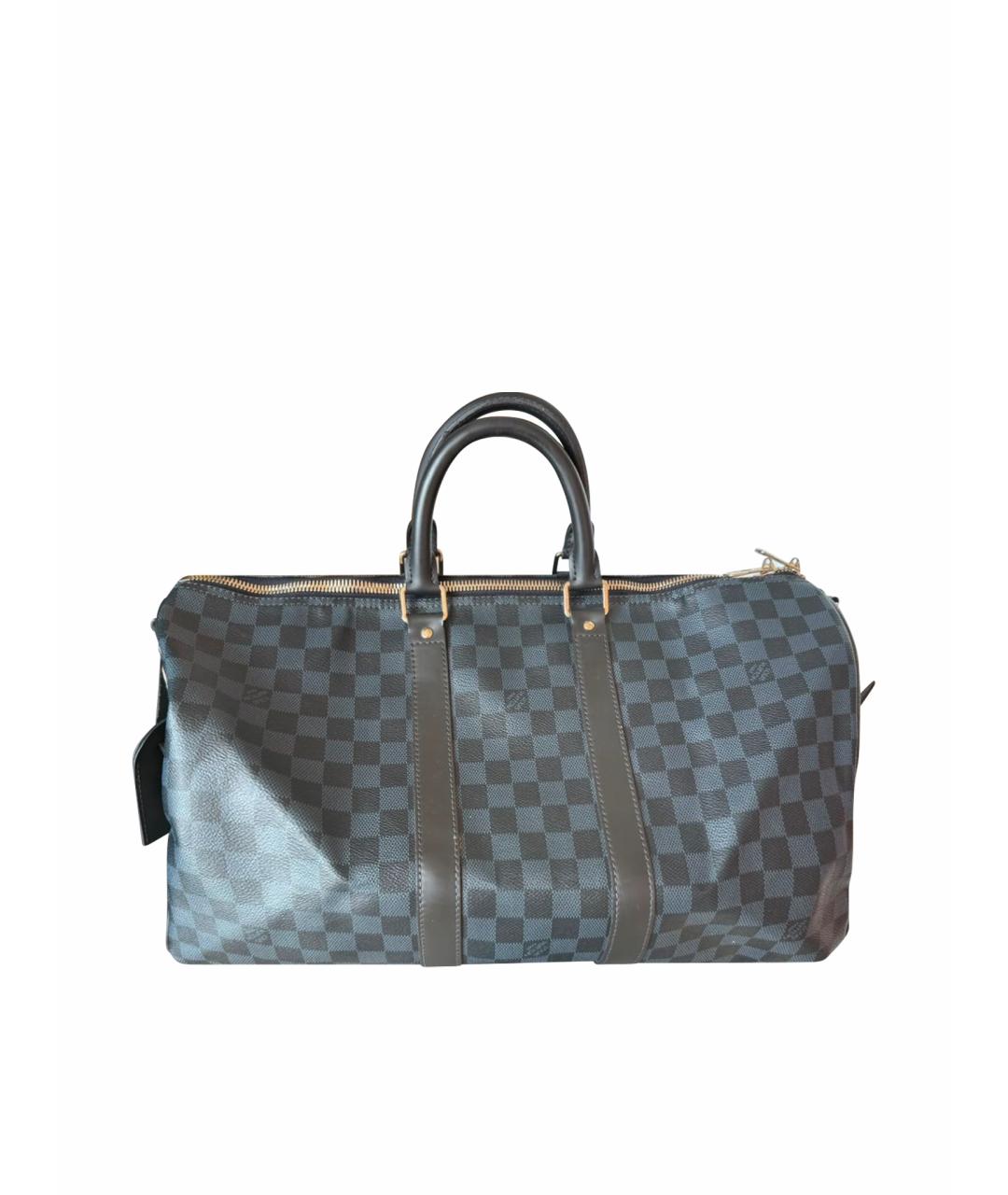 LOUIS VUITTON Антрацитовая дорожная/спортивная сумка из канвы, фото 1