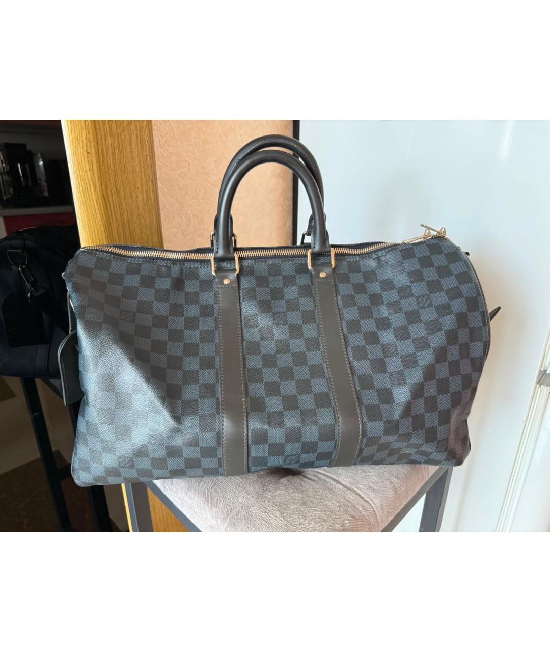 LOUIS VUITTON Антрацитовая дорожная/спортивная сумка из канвы, фото 9