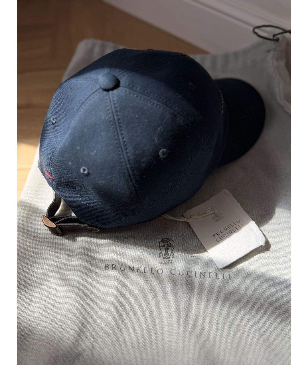 BRUNELLO CUCINELLI Темно-синяя хлопковая кепка/бейсболка, фото 2