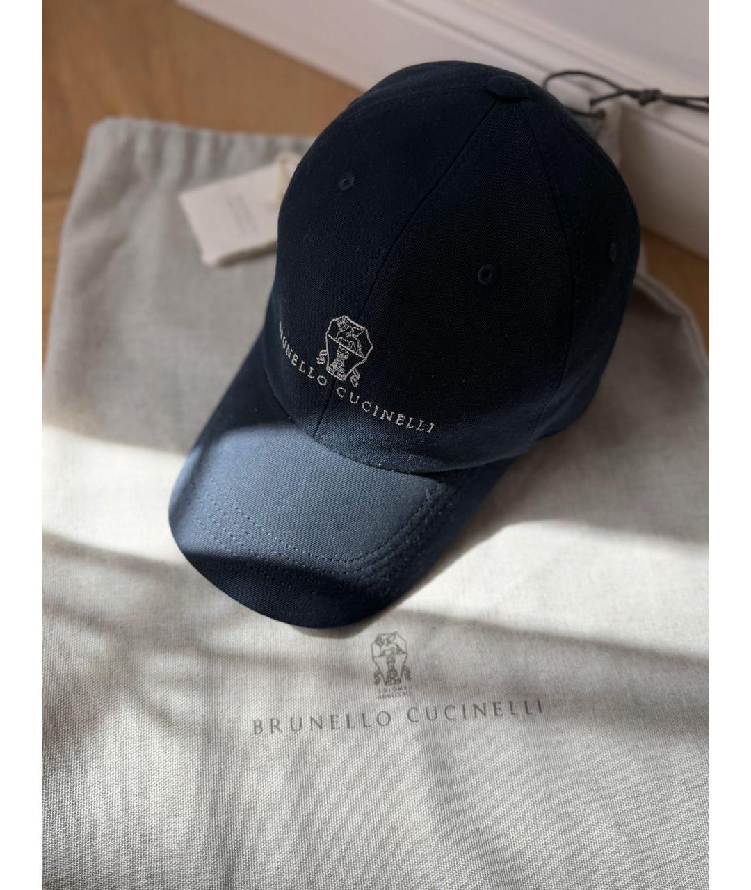 BRUNELLO CUCINELLI Темно-синяя хлопковая кепка/бейсболка, фото 3