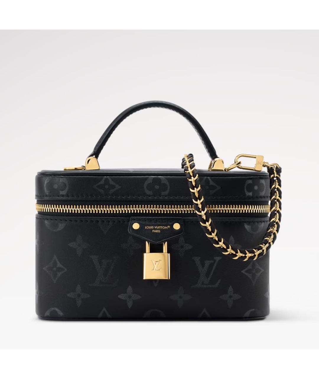 LOUIS VUITTON Черная кожаная сумка с короткими ручками, фото 5