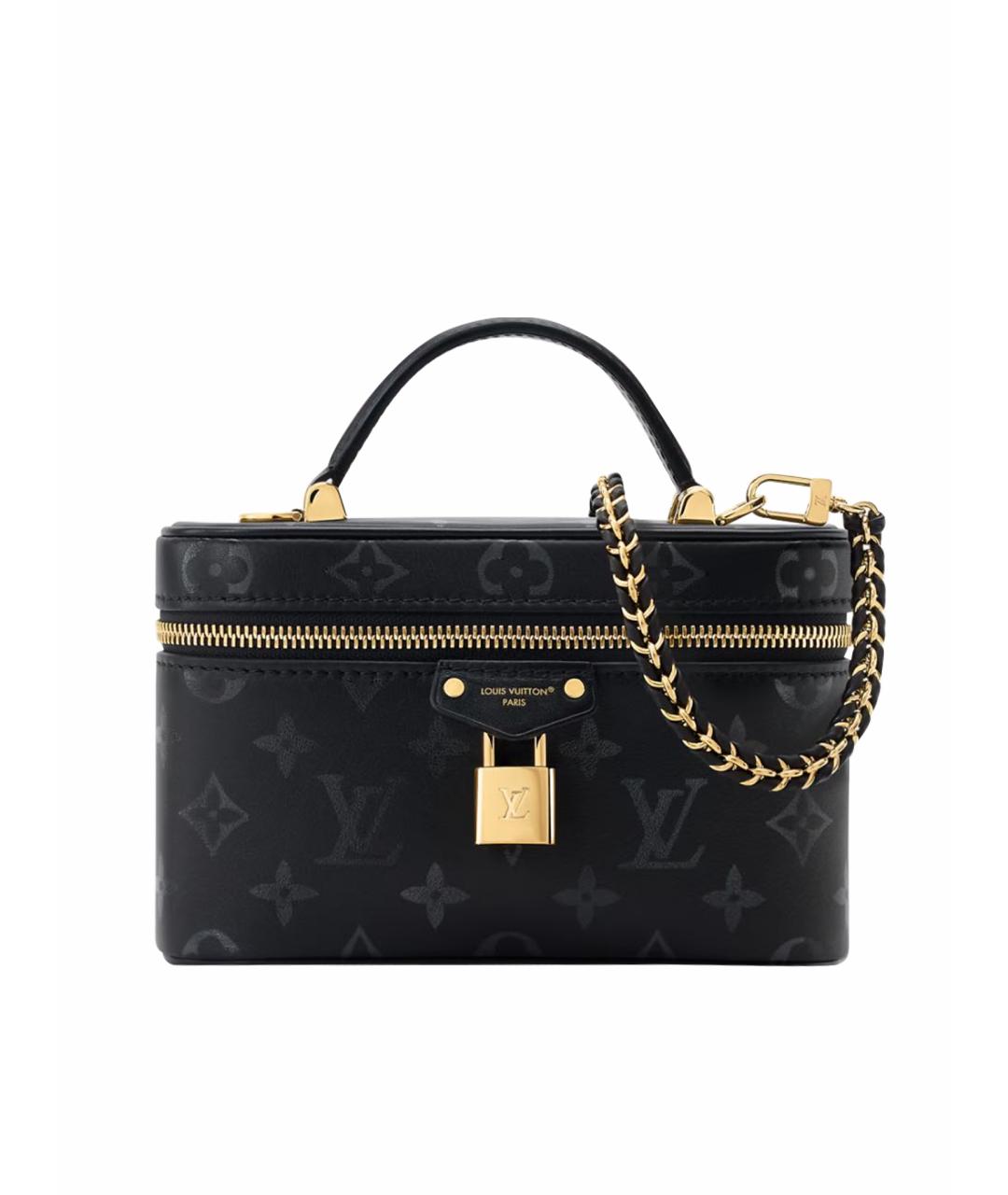 LOUIS VUITTON Черная кожаная сумка с короткими ручками, фото 1