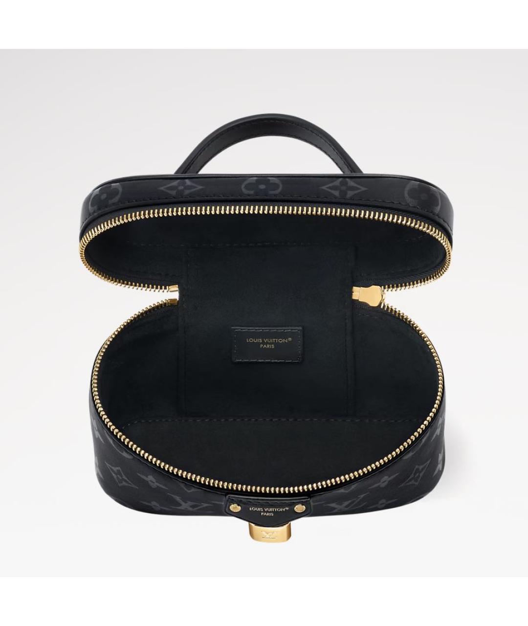 LOUIS VUITTON Черная кожаная сумка с короткими ручками, фото 4