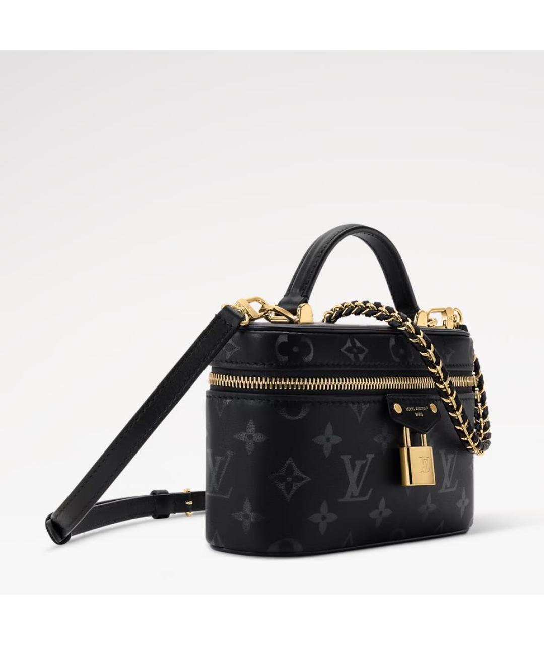 LOUIS VUITTON Черная кожаная сумка с короткими ручками, фото 2