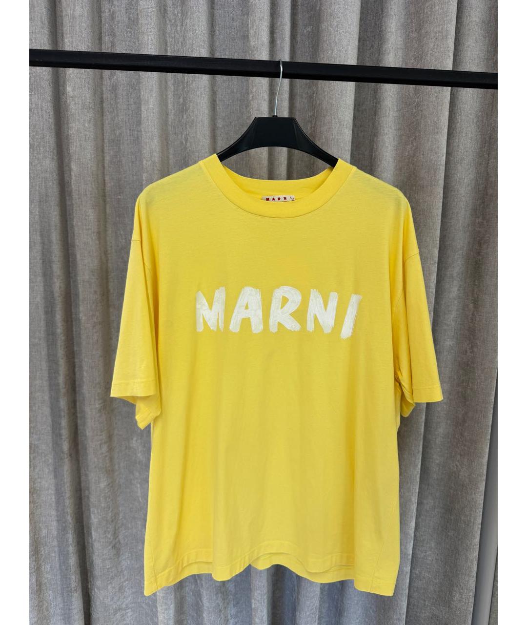 MARNI Желтая хлопковая футболка, фото 5