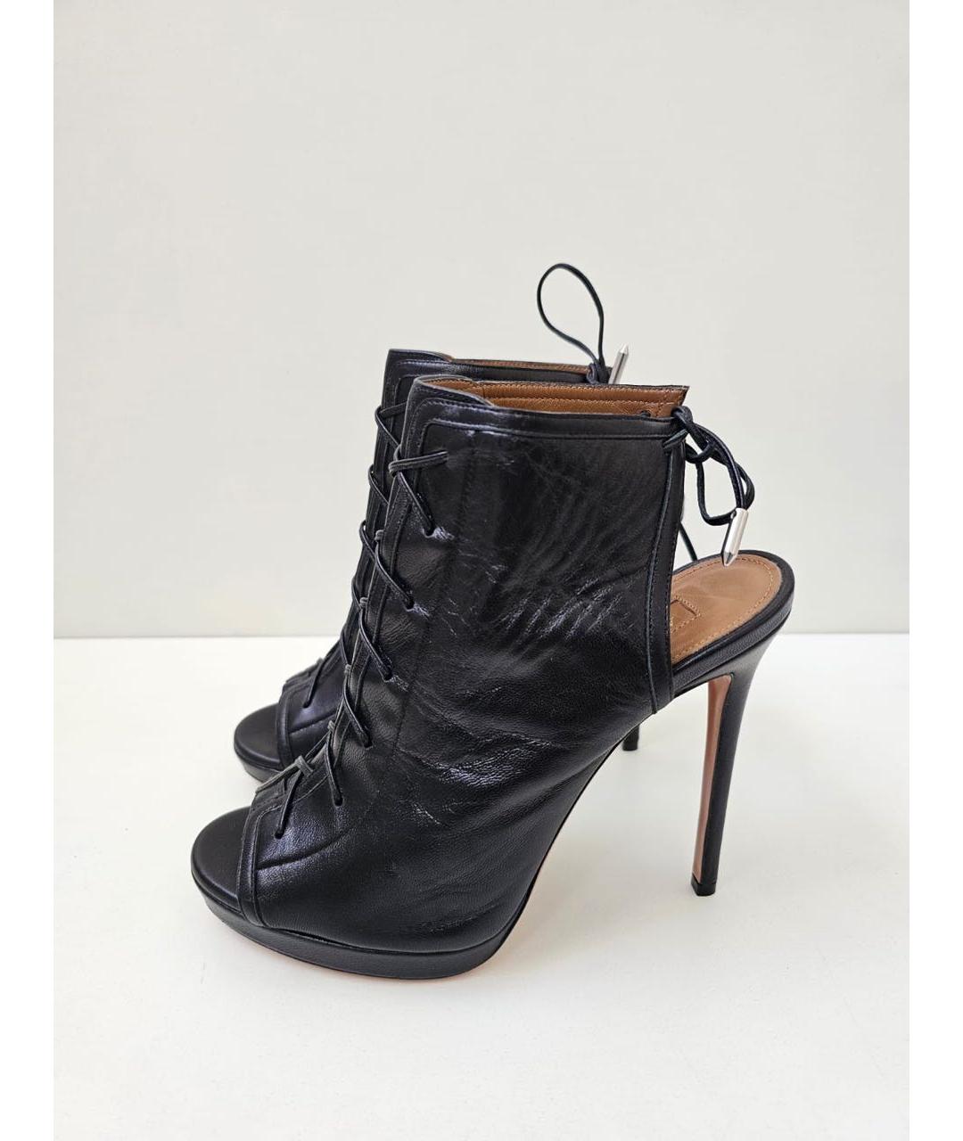 AQUAZZURA Черные кожаные ботильоны, фото 2
