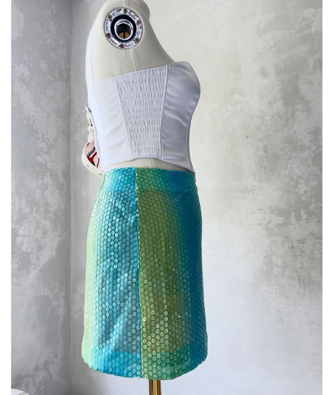 VERSACE JEANS COUTURE Мульти полиэстеровая юбка мини, фото 5