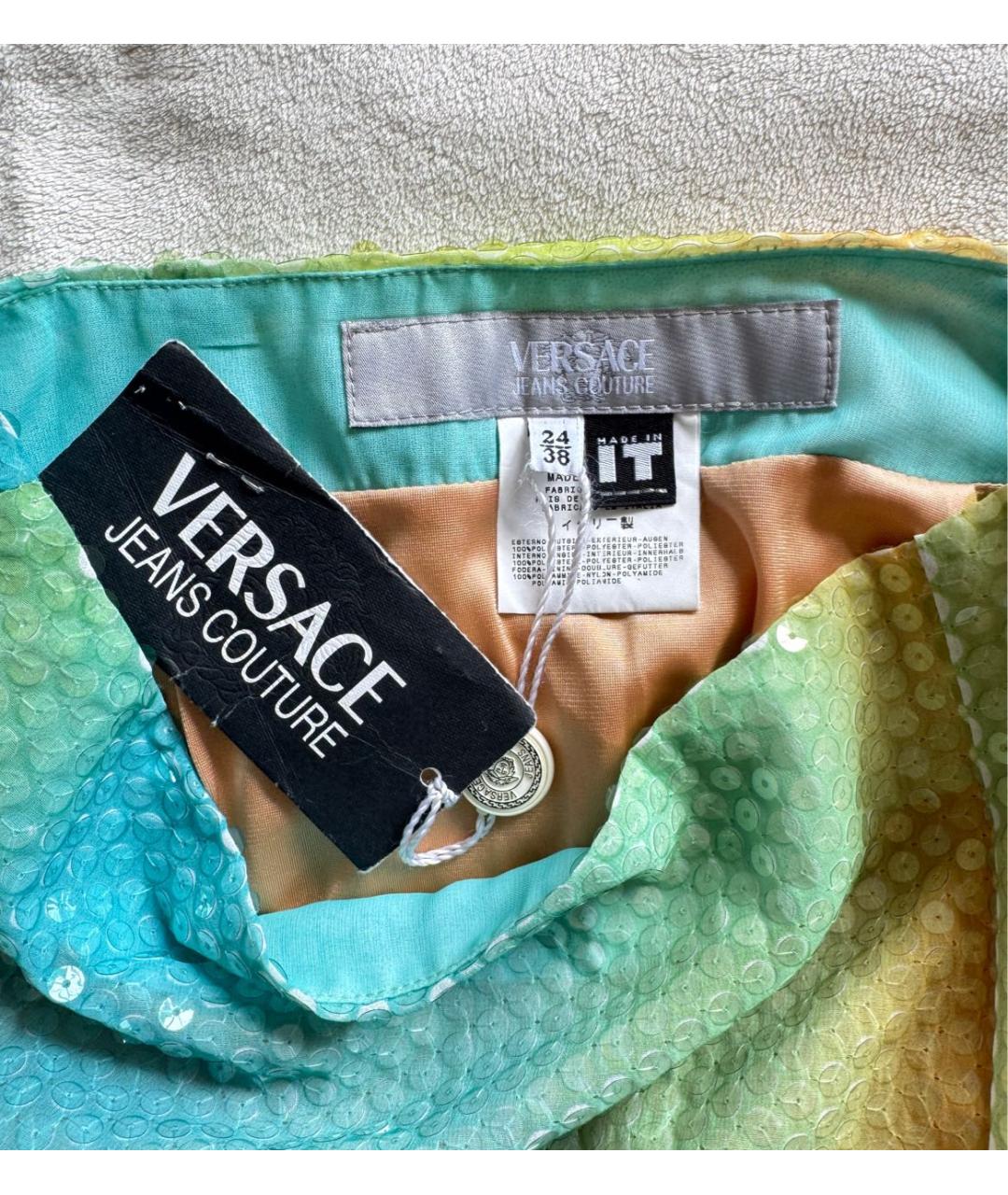VERSACE JEANS COUTURE Мульти полиэстеровая юбка мини, фото 3
