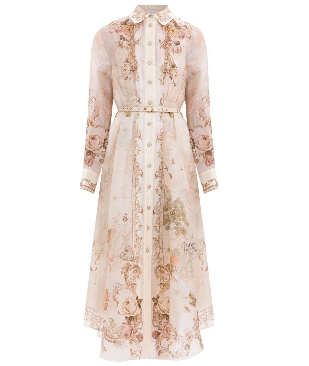 ZIMMERMANN Бежевое льняное коктейльное платье, фото 1