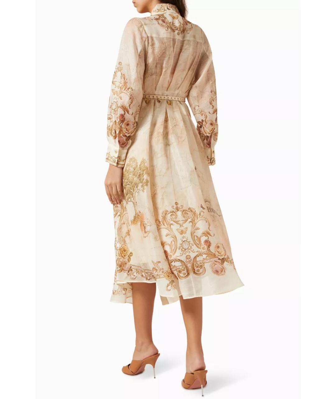ZIMMERMANN Бежевое льняное коктейльное платье, фото 4