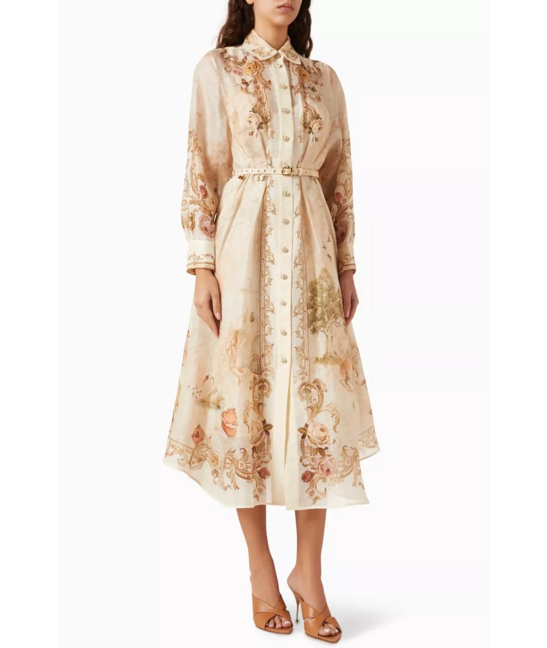 ZIMMERMANN Бежевое льняное коктейльное платье, фото 3