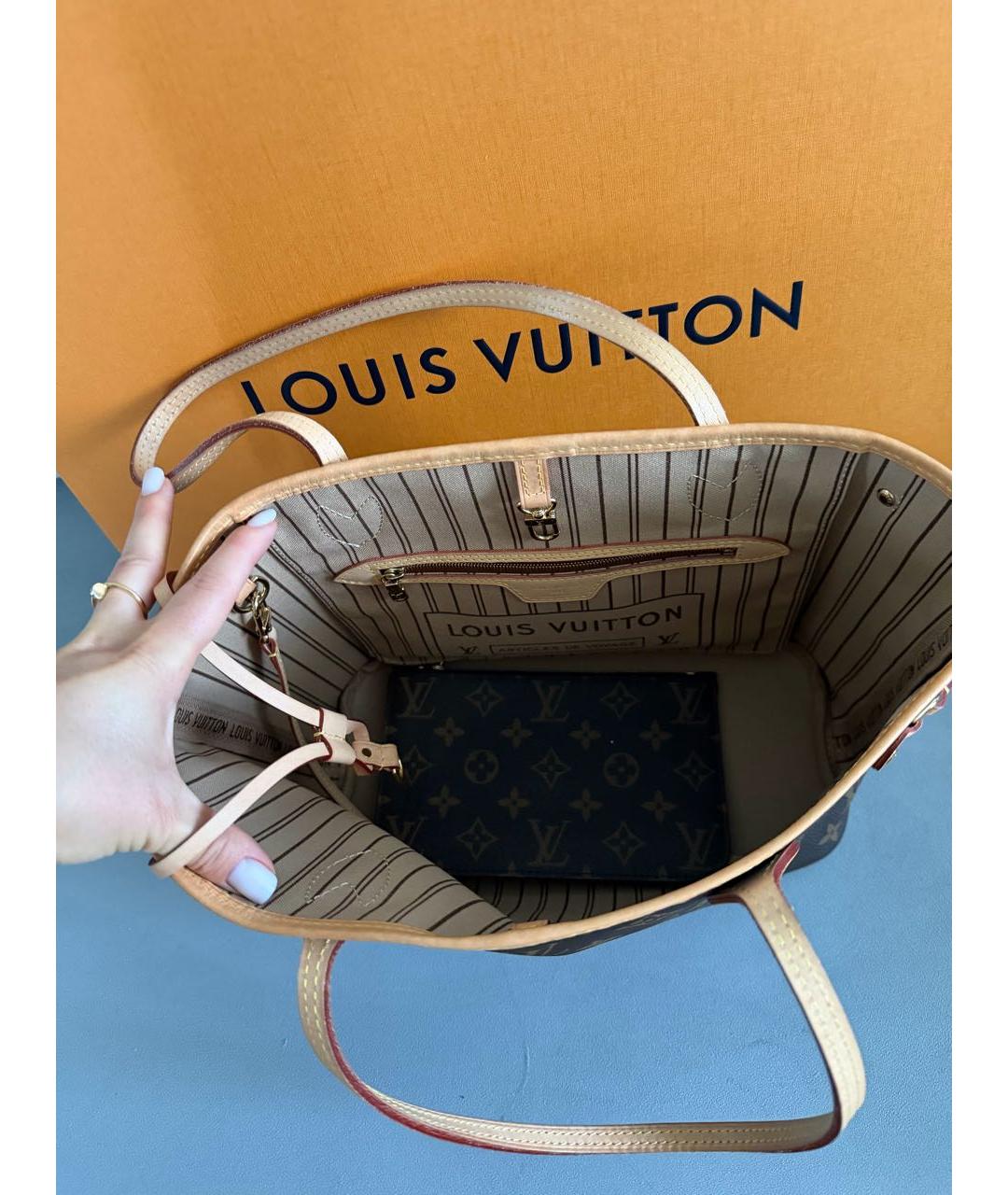 LOUIS VUITTON Коричневая сумка тоут из канвы, фото 4