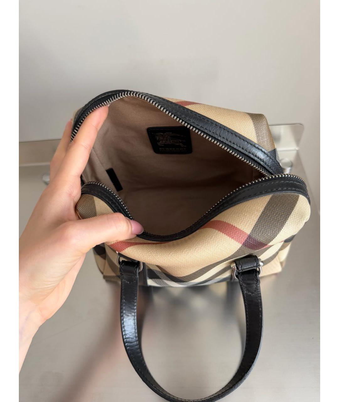 BURBERRY Бежевая кожаная сумка с короткими ручками, фото 4