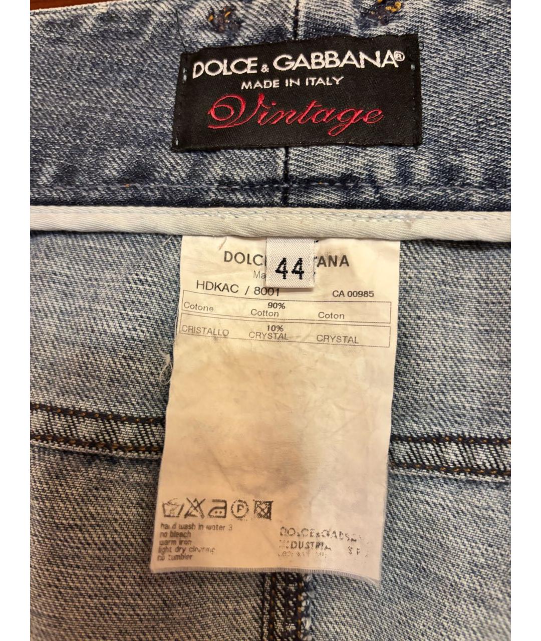 DOLCE&GABBANA Голубая хлопковая юбка мини, фото 8