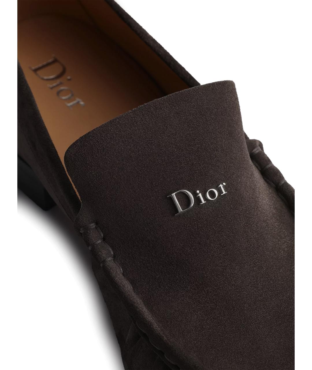 CHRISTIAN DIOR Коричневые замшевые лоферы, фото 5