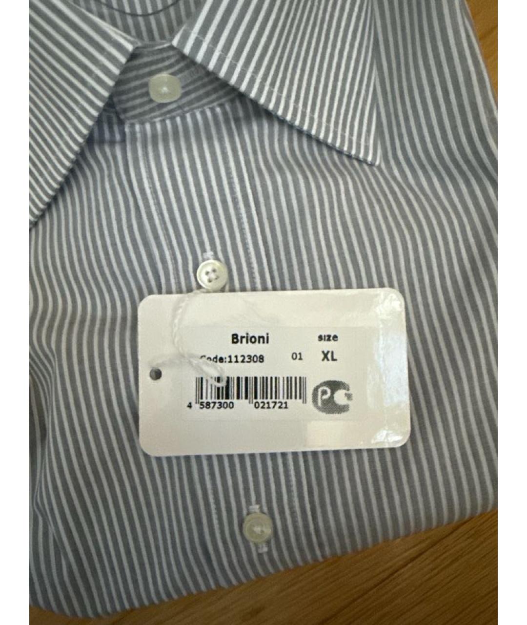 BRIONI Серая хлопковая классическая рубашка, фото 4