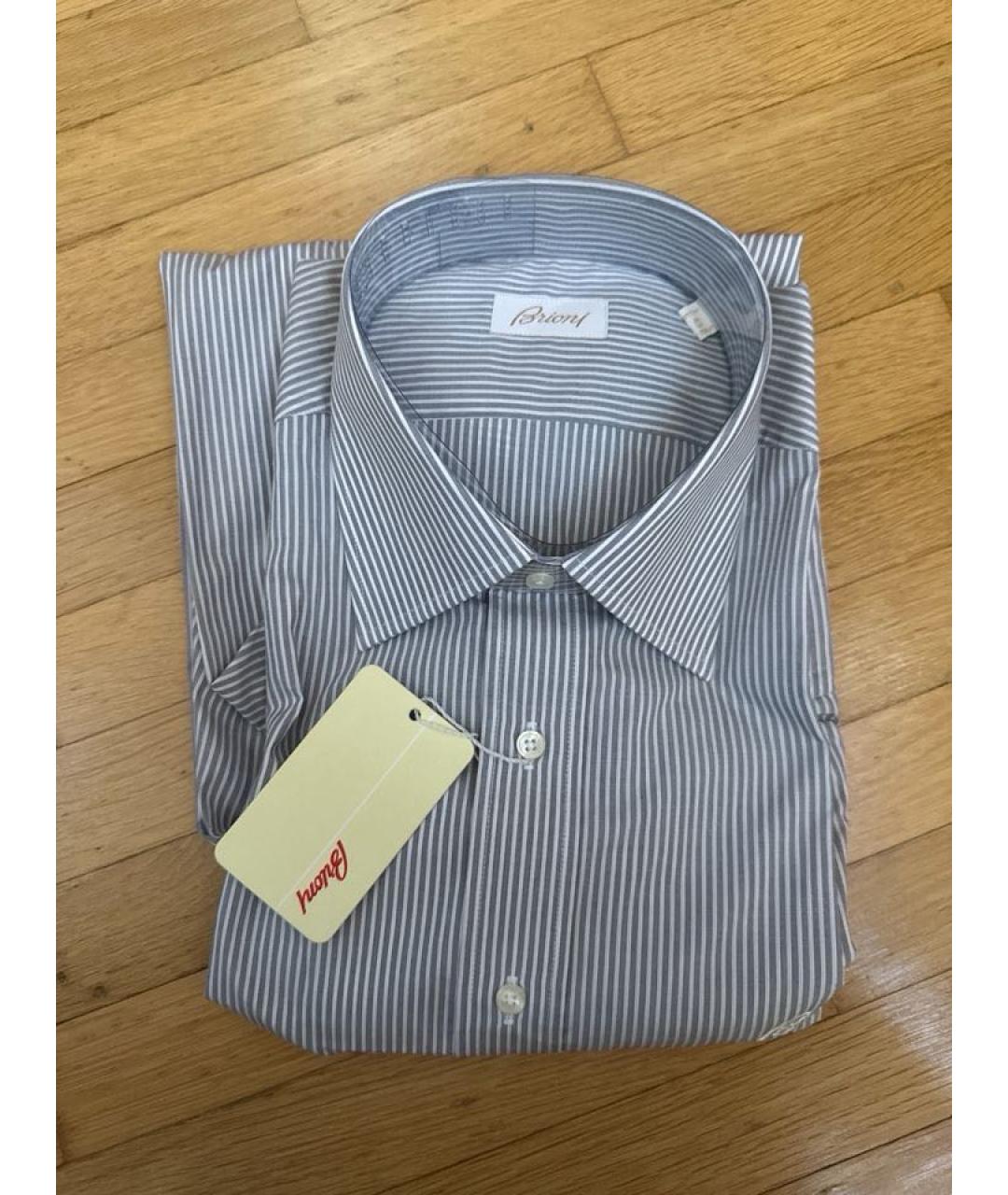 BRIONI Серая хлопковая классическая рубашка, фото 2