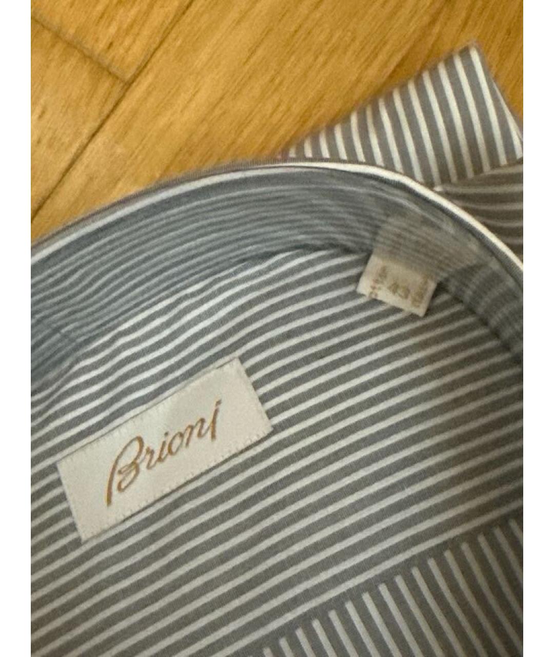 BRIONI Серая хлопковая классическая рубашка, фото 3