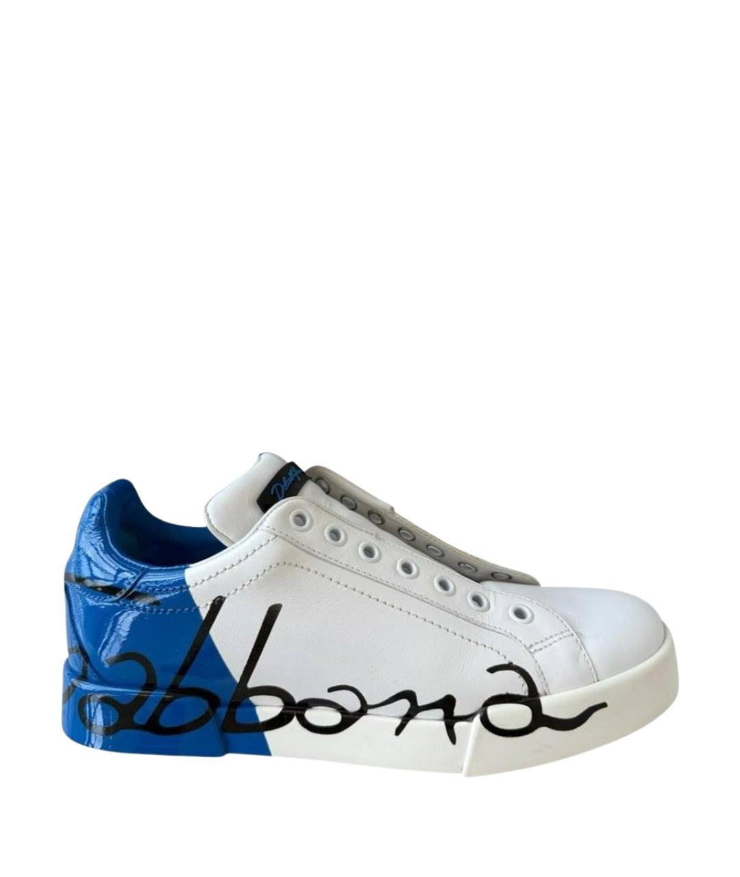 DOLCE&GABBANA Белые кожаные кроссовки, фото 1