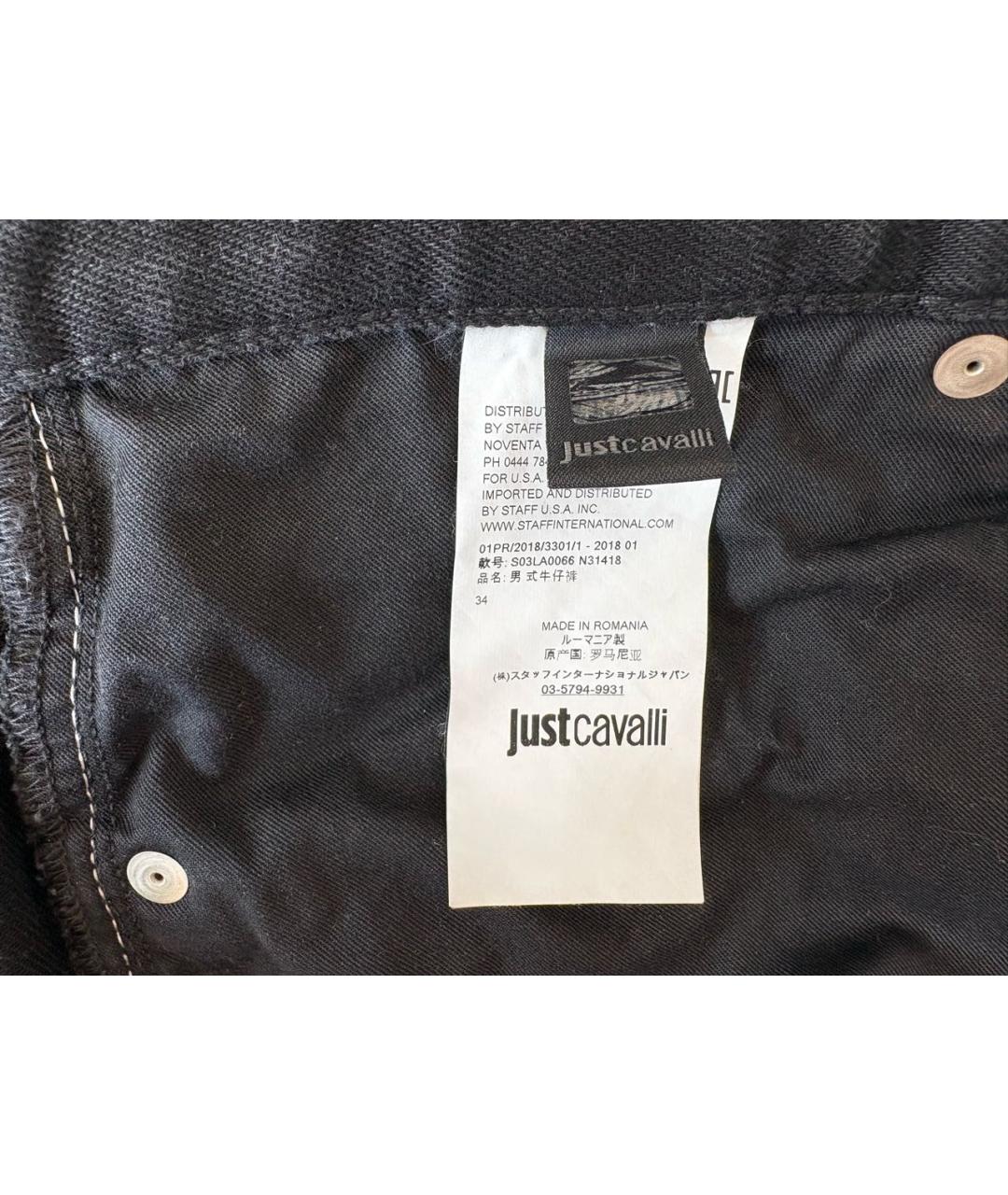 JUST CAVALLI Черные хлопко-эластановые джинсы скинни, фото 7