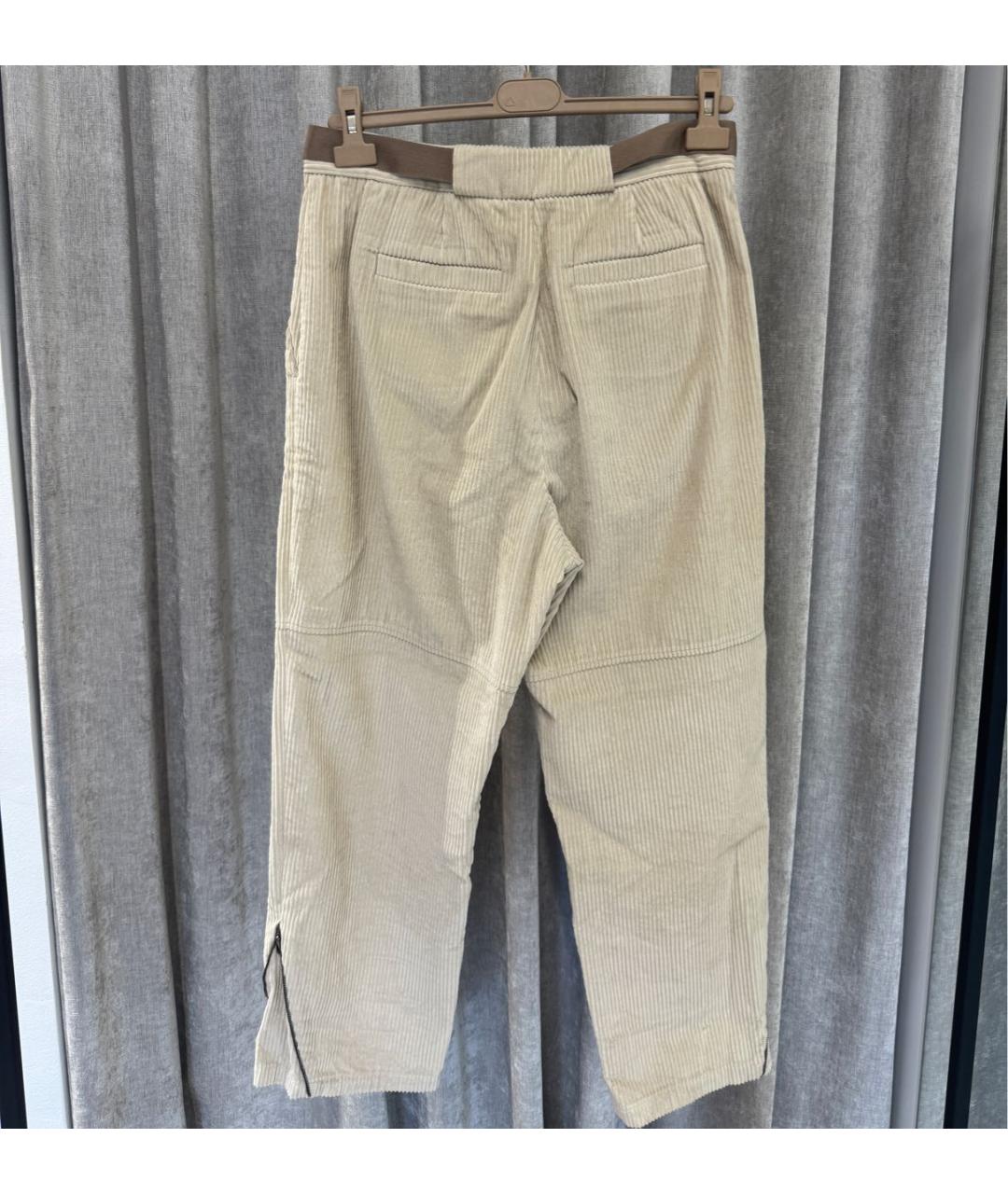 BRUNELLO CUCINELLI Бежевые хлопковые брюки широкие, фото 2