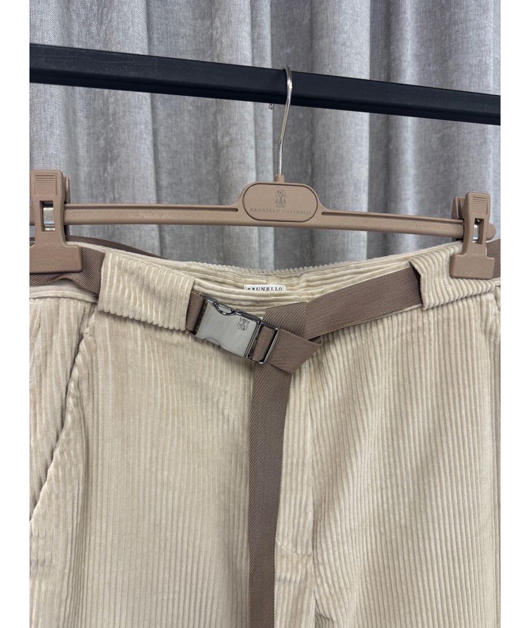 BRUNELLO CUCINELLI Бежевые хлопковые брюки широкие, фото 4