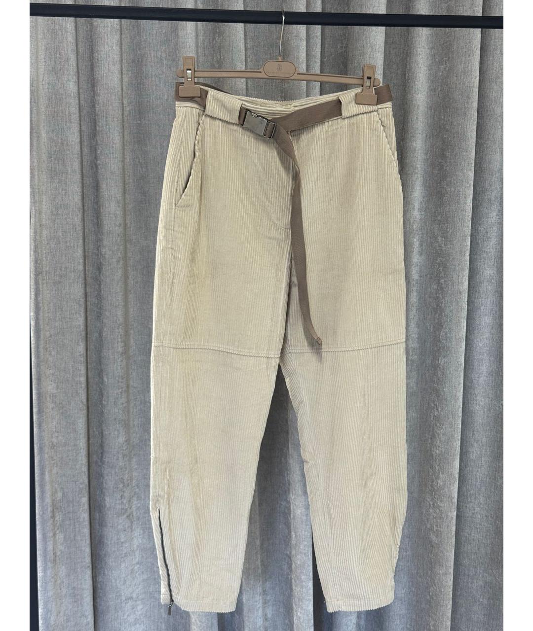 BRUNELLO CUCINELLI Бежевые хлопковые брюки широкие, фото 6