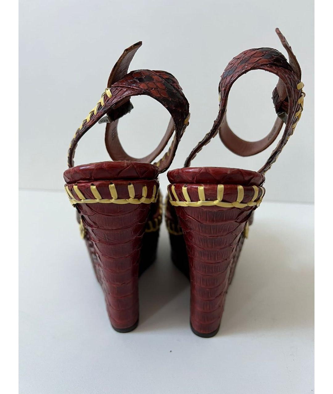 ALAIA Бордовые кожаные босоножки, фото 4