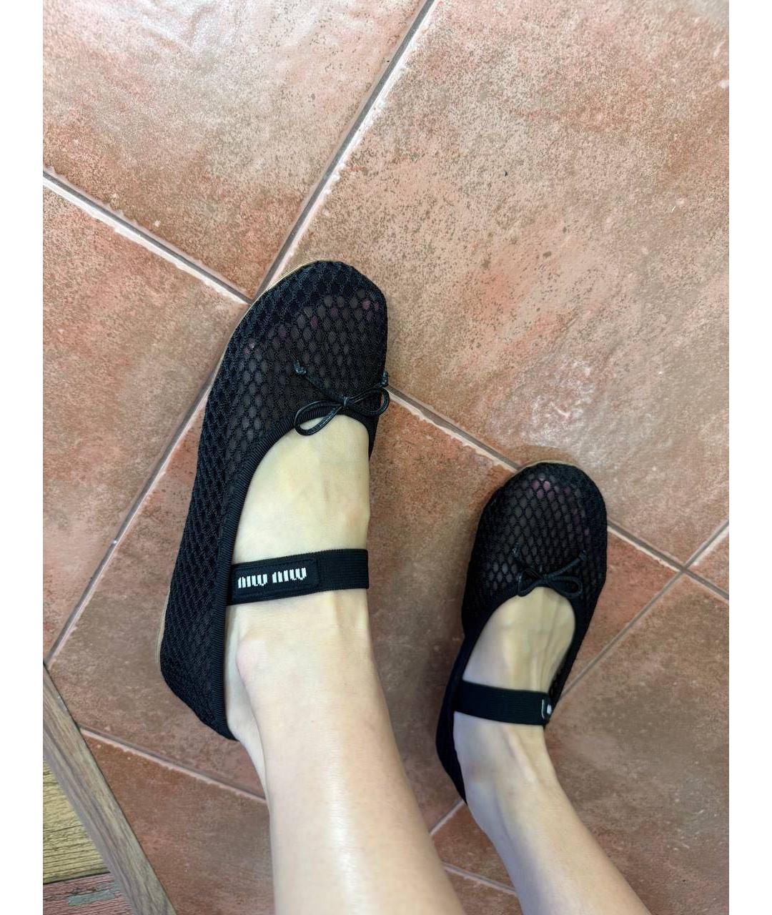 MIU MIU Черные текстильные балетки, фото 5