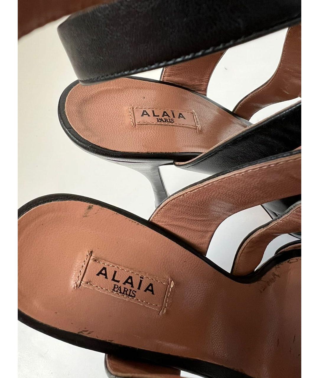 ALAIA Черные кожаные босоножки, фото 7
