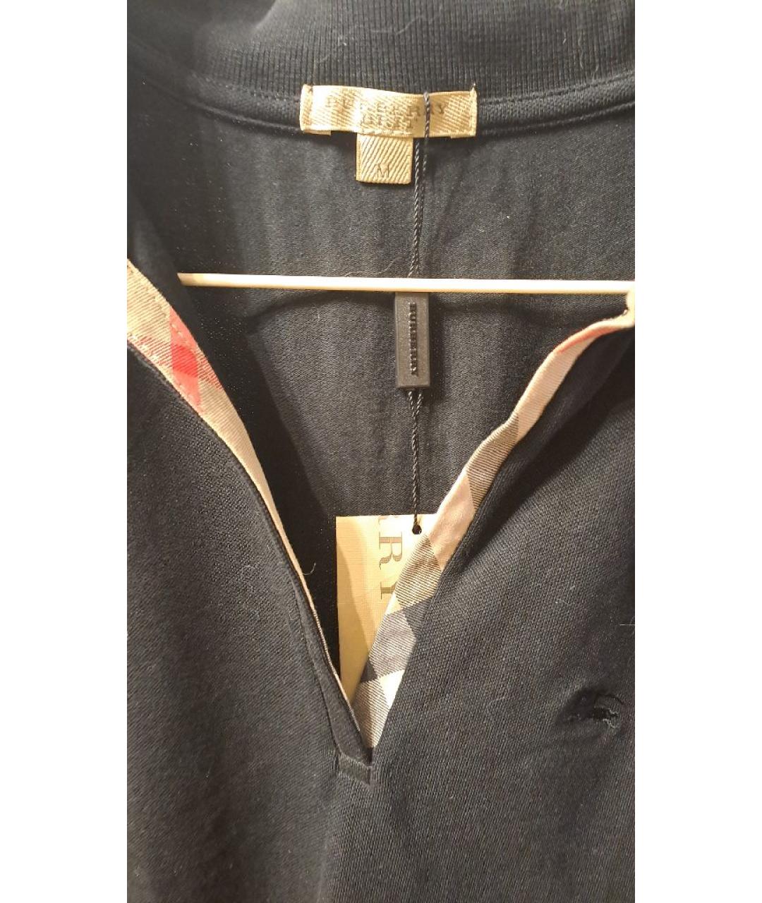 BURBERRY Черная хлопко-эластановая футболка, фото 3