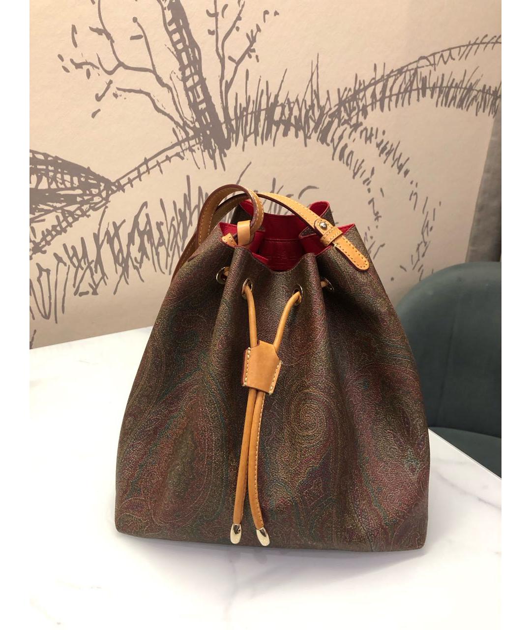 ETRO Коричневая сумка с короткими ручками из искусственной кожи, фото 9