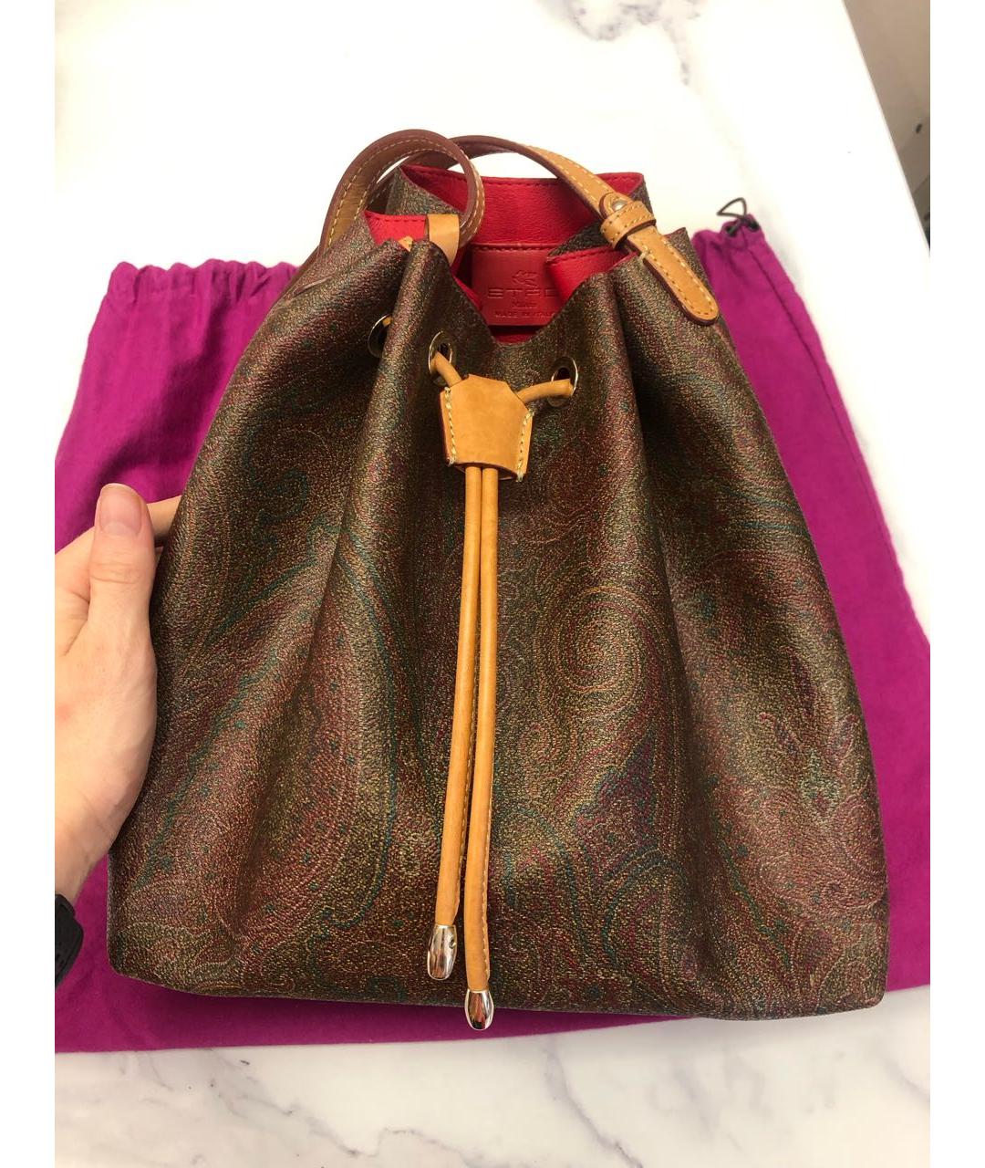 ETRO Коричневая сумка с короткими ручками из искусственной кожи, фото 5