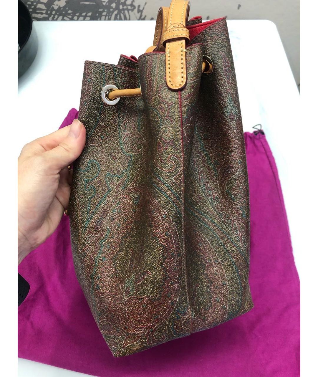 ETRO Коричневая сумка с короткими ручками из искусственной кожи, фото 6